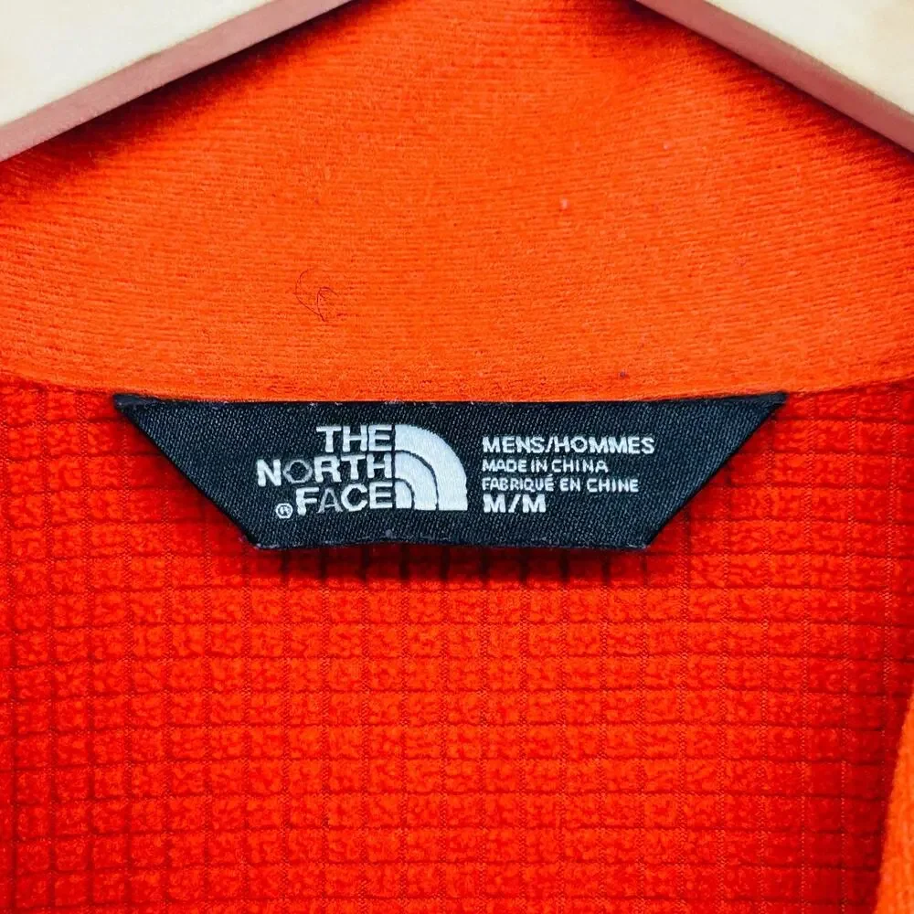 THE NORTH FACE Jacket Mens M Borod Thermal Fleece Grid Lined Full Zip Orange